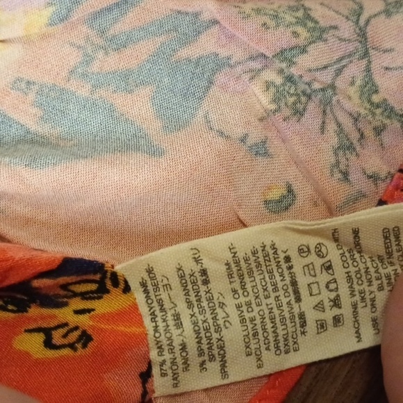 Free People Bright Orange Floral Summer Dress aaa - Picture 6 of 6